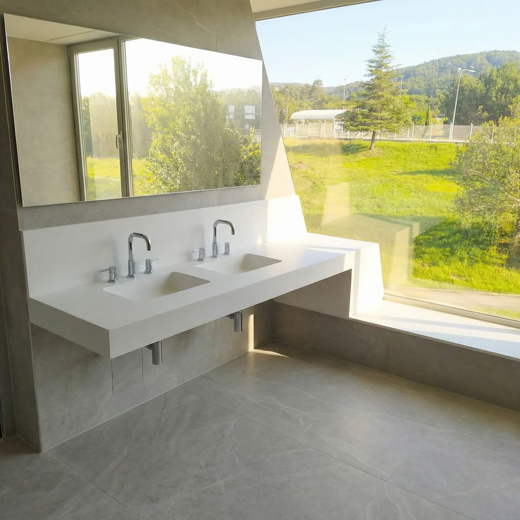 Encimera con doble lavabo integrado