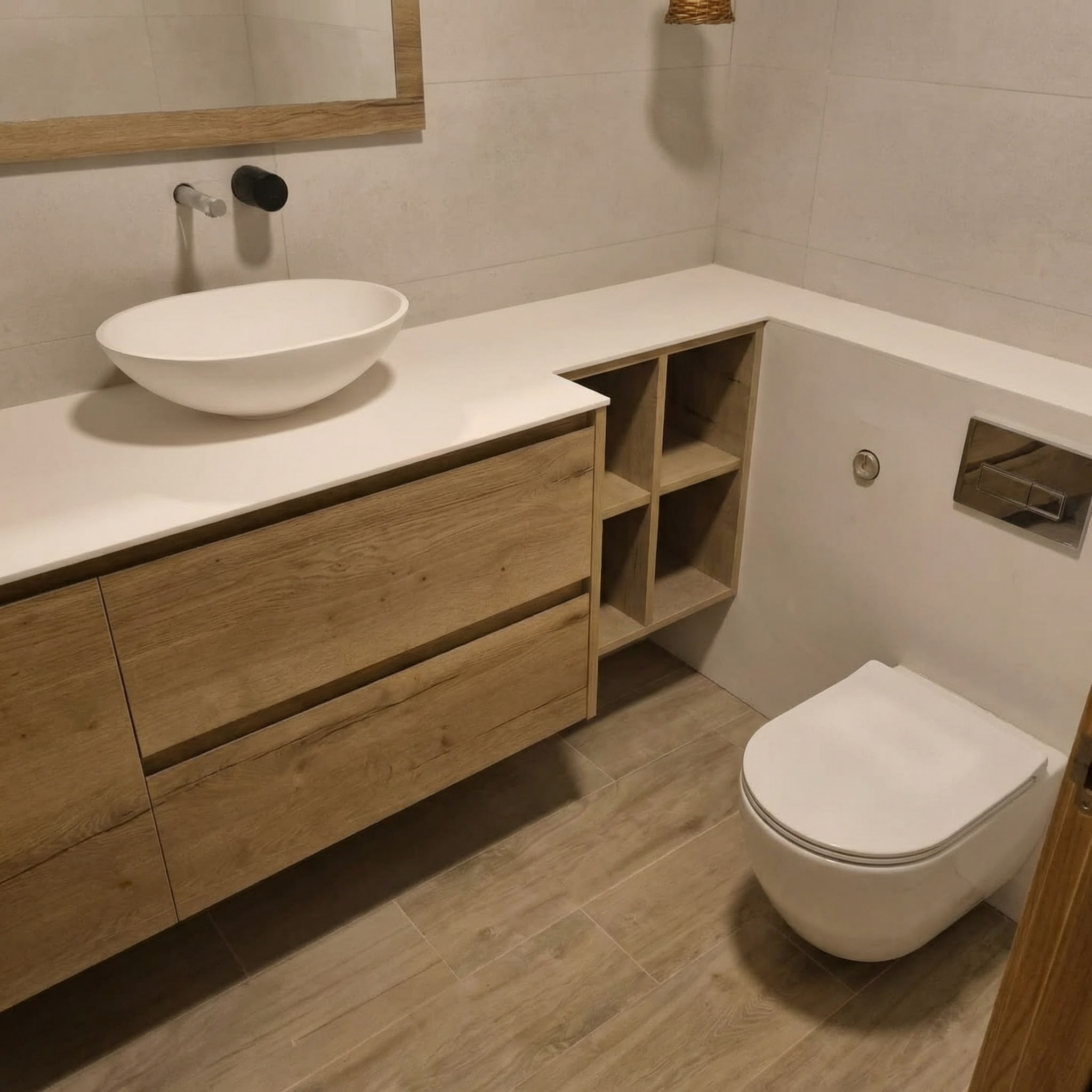 Encimera con lavabo con extensión